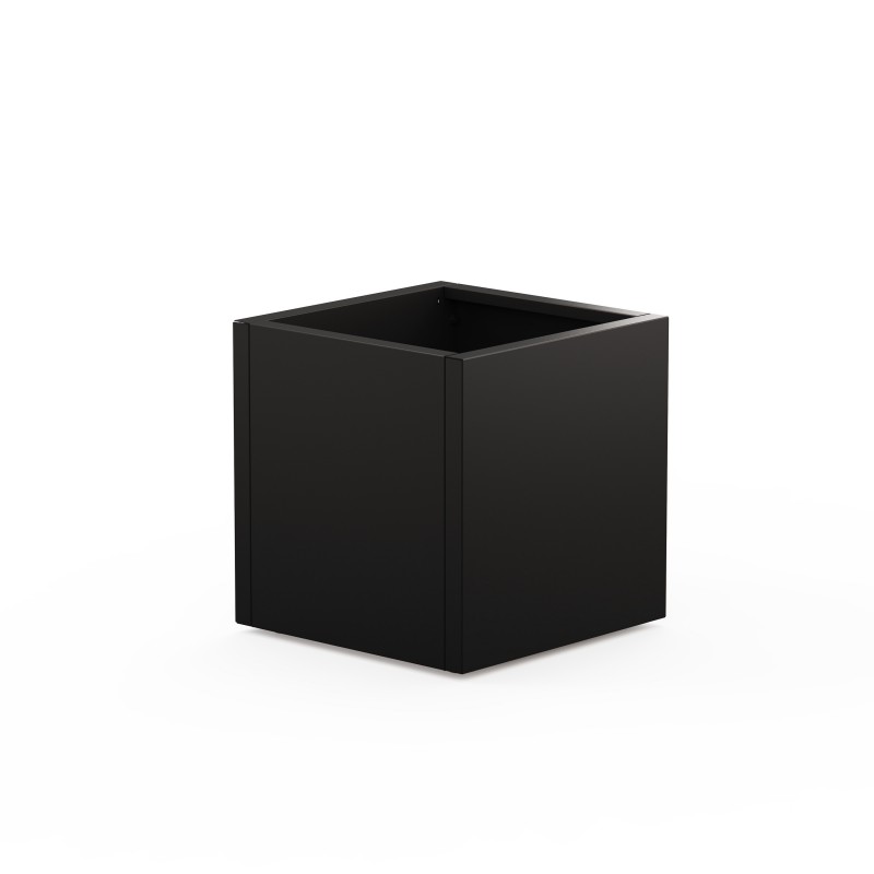 Herstera Pflanzkübel DECO PLANTER CUBE aus Metall Schwarz und Holz 50x50x50 cm