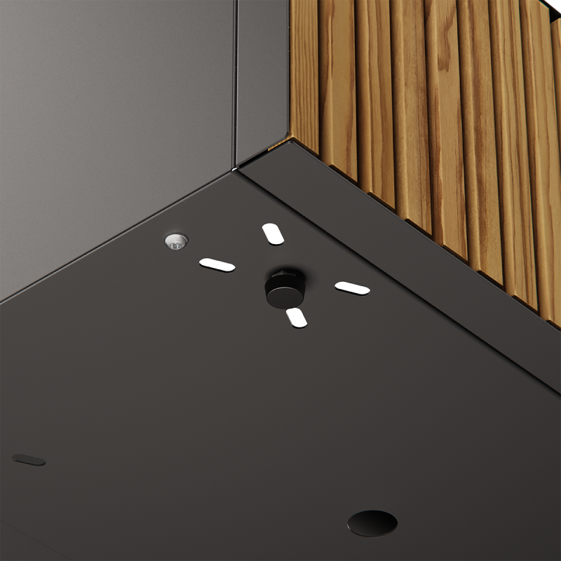 Herstera DECO PLANTER Würfel-Metall-Pflanzgefäß Schwarz & Holz 50x50x50 cm