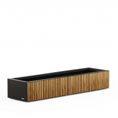 Herstera Pflanzkübel PLANTER XIC 150 WOOD niedrig aus Metall Anthrazit 150x40x25 cm