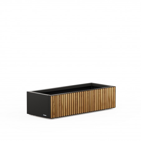 Herstera Pflanzkübel PLANTER XIC 100 WOOD niedrig aus Metall Anthrazit 100x40x25 cm