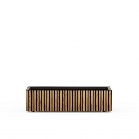 Herstera Pflanzkübel PLANTER XIC 100 WOOD niedrig aus Metall Anthrazit 100x40x25 cm