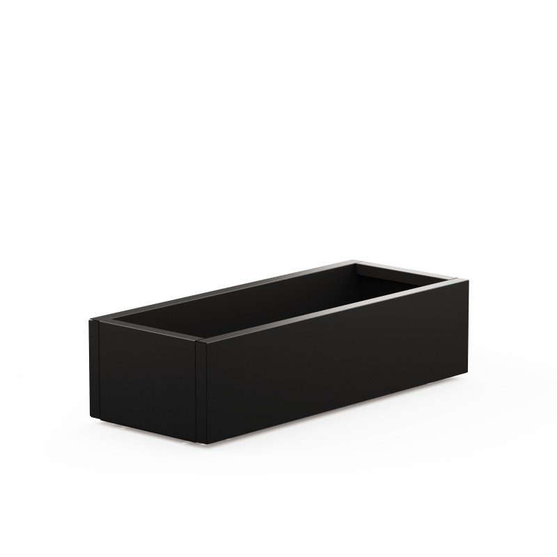 Niedriges Herstera PLANTER WOOD XIC 100 Metall-Pflanzgefäß Anthrazit 100x40x25 cm