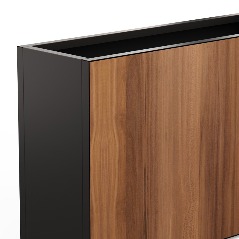 Hoher Herstera Pflanzkübel DECO PLANTER DIVIDER 40 aus Metall Schwarz Holzoptik 120x40x80 cm