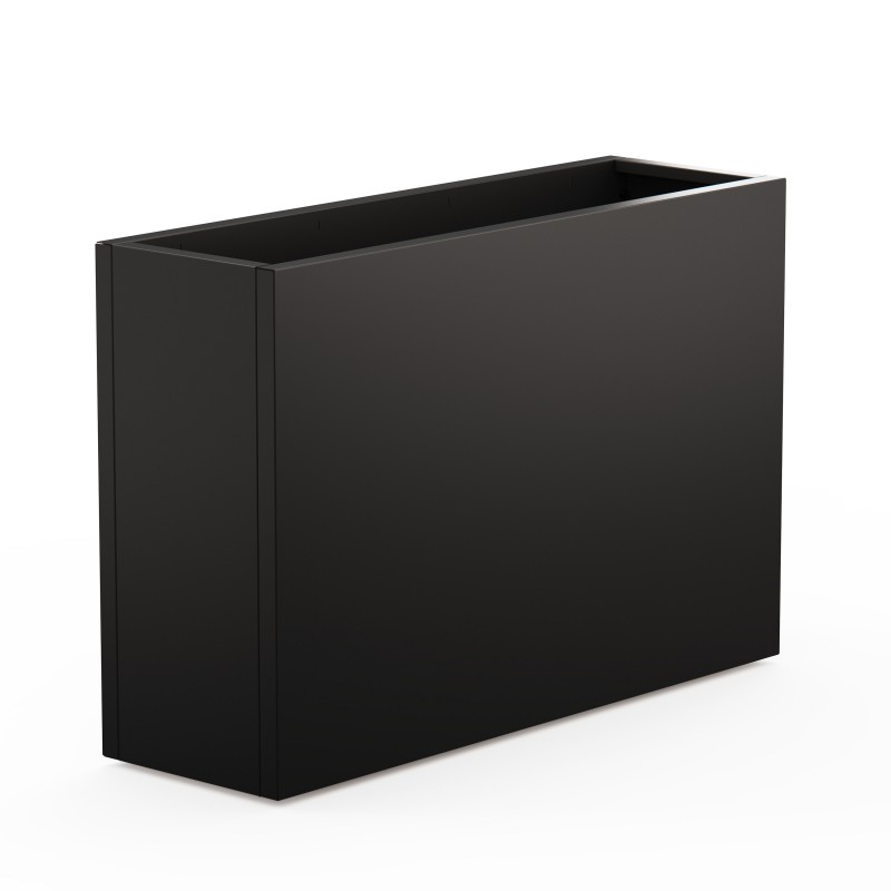 Herstera DECO PLANTER DIVIDER 40 High Planter in Black Metal and Wood Effect Panel 100x40x80 cm