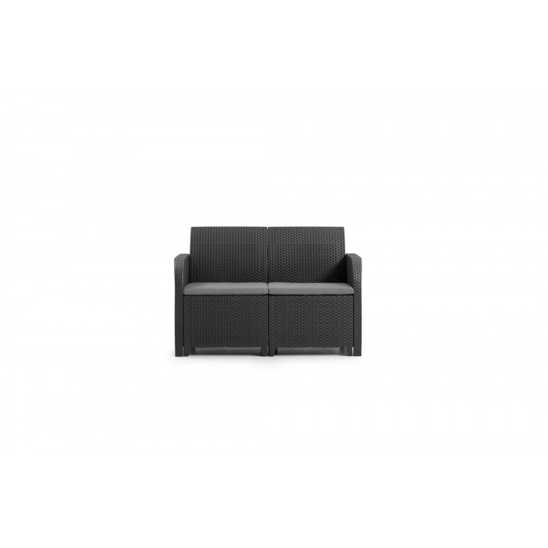 Keter Set 2 Armchairs + Sofa + Storage Table ROSALIE LOUNGE Anthracite