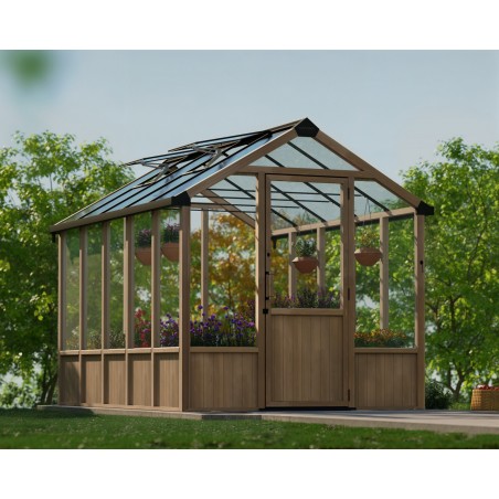 Canopia NATURA Doppelschichtiges Polycarbonat-Gartengewächshaus 360 x 237,5 x 261 cm – Zedernholz