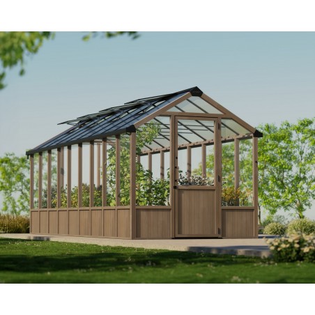 Canopia Natura Doppelsteg-Gartengewächshaus aus Polycarbonat mit Zedernholzrahmen 641x237.5x261 cm