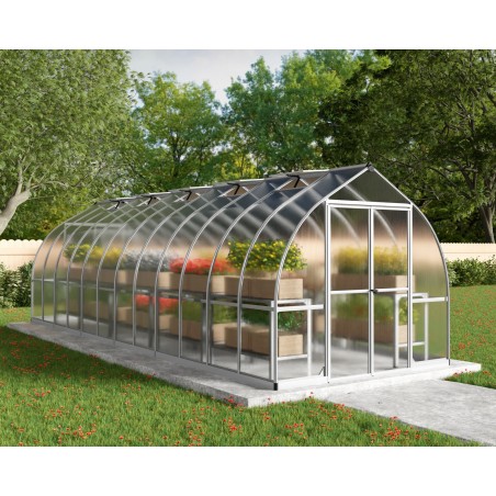 Canopia Bella Doppelschichtiges Polycarbonat-Gartengewächshaus 724 x 244 x 219 cm, Silber