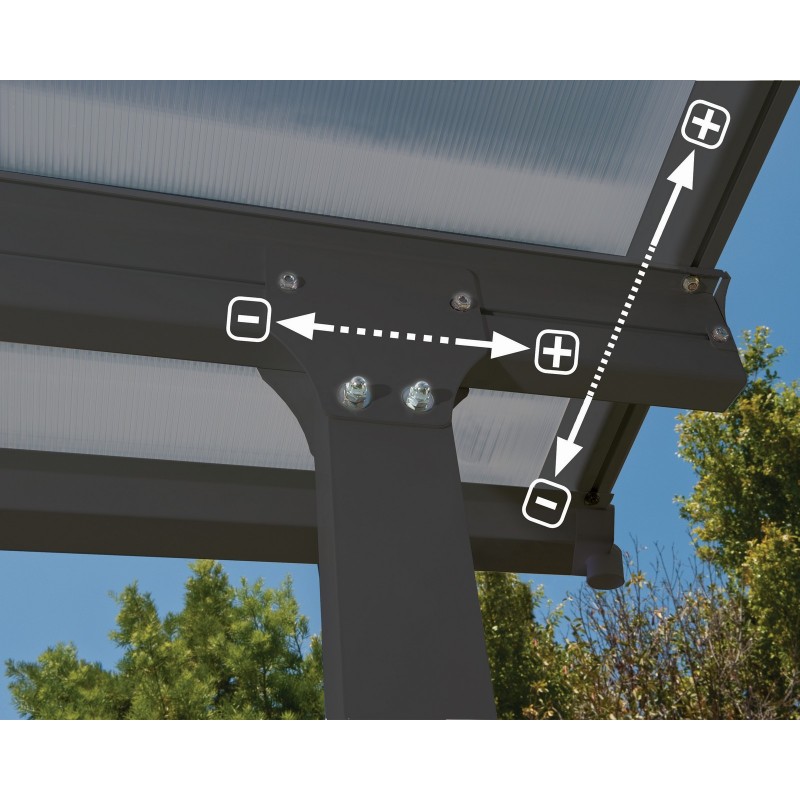 Canopia Feria Pergola aus Aluminium, befestigt, 3 x 12,2 m, Grau