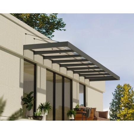 Canopia Sophia XL Door Awning 845x140x67 cm - Grey Frame, Transparent Panel