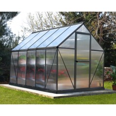 Canopia Mythos Doppelsteg-Gartengewächshaus aus Polycarbonat 306x185x208 cm Grau