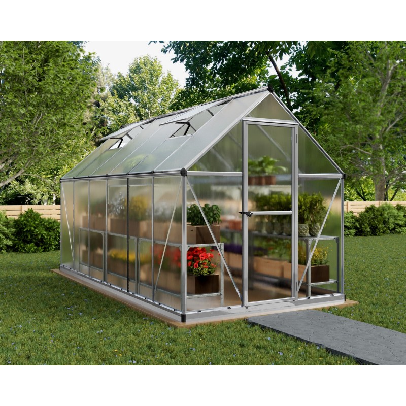 Canopia Mythos Doppelschicht-Polycarbonat-Gartengewächshaus 370x185x208 cm Silber