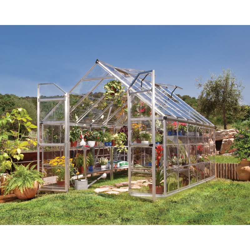 Canopia Octave transparentes Polycarbonat-Gewächshaus, 367 x 244 x 229 cm, silber