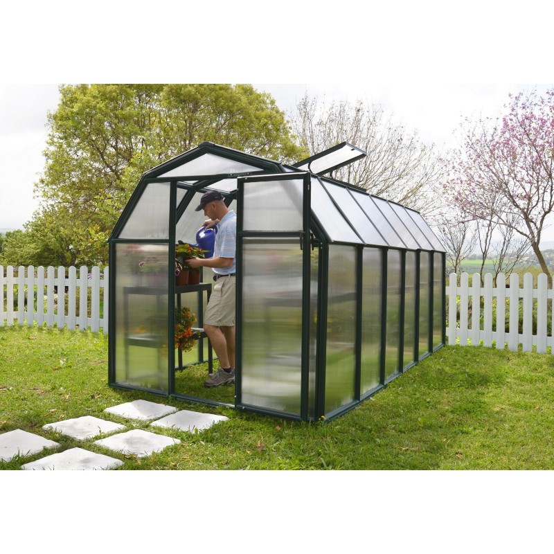 Canopia Eco Grow Doppelschichtiges Polycarbonat-Gewächshaus für den Garten, 383 x 204 x 198 cm, Grün