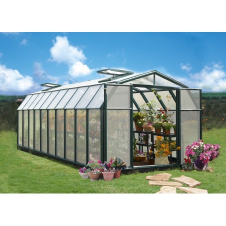 Canopia Hobby Gardener Twin-Wall Polycarbonate Garden Greenhouse 641x266x208 cm Green