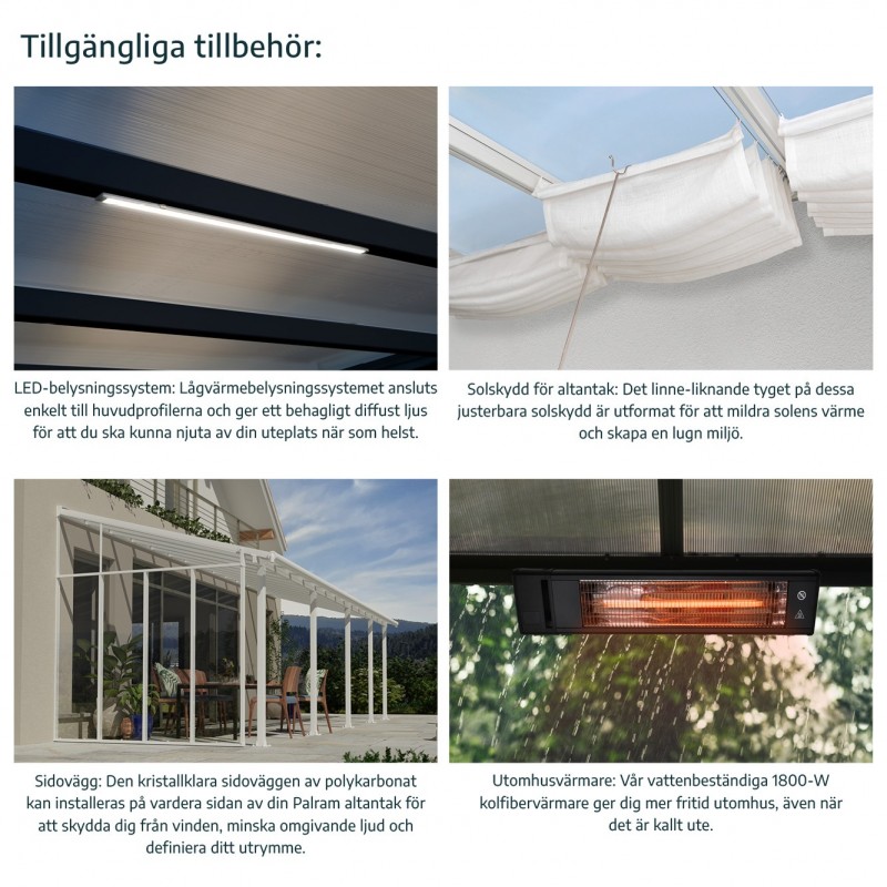 Canopia Sierra Pergola aus Aluminium, befestigt, 3 x 10,4 m, Grau