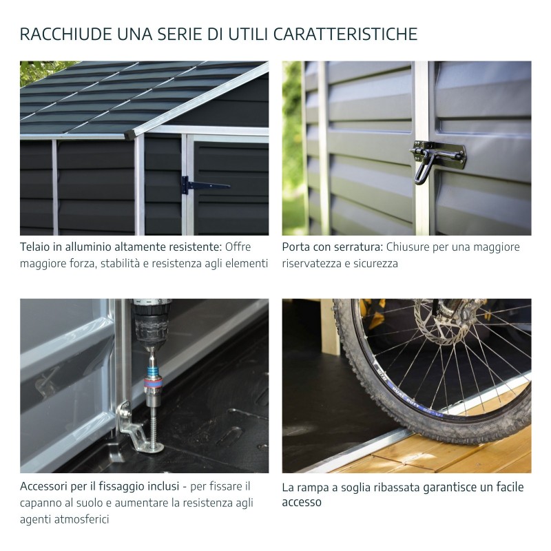Canopia Skylight Gerätehaus aus Polycarbonat 378x185x217 cm Dunkelgrau