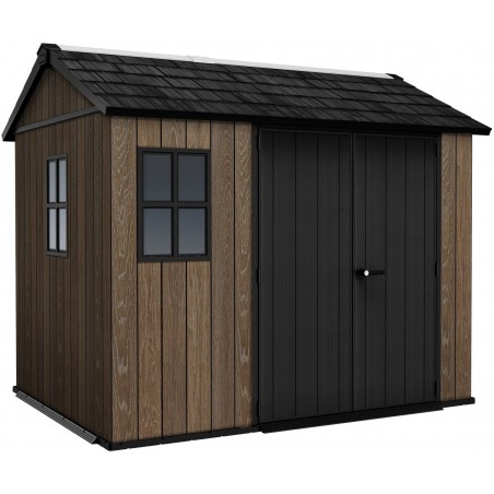 Keter SIGNATURE APEX 975 WALNUSS Gartenhaus aus Kunstharz – zwei Montageoptionen