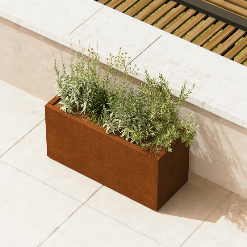 Herstera PLANTER 40 Pflanzgefäß aus Cortenstahl 100x40x50 cm