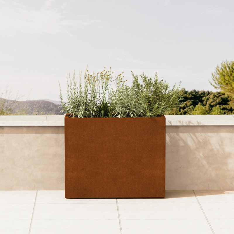 Hoher Herstera Pflanzkübel DIVIDER aus Cortenstahl 100x40x80 cm
