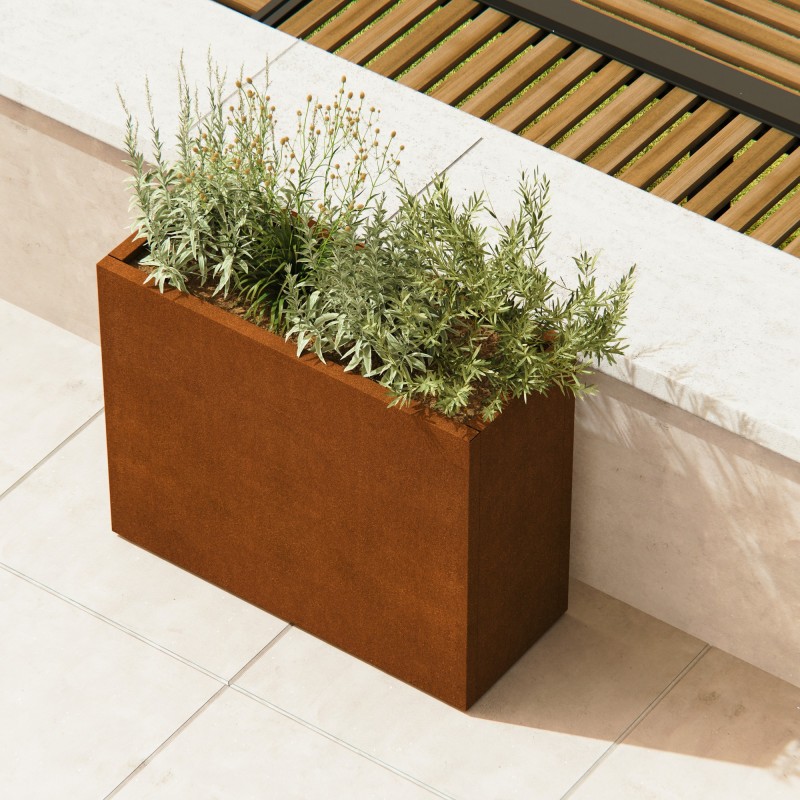 Hoher Herstera Pflanzkübel DIVIDER aus Cortenstahl 100x40x80 cm
