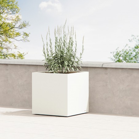 Herstera PLANTER CUBE 60 Würfel-Metall-Pflanzgefäß Weiß 60x60x60 cm