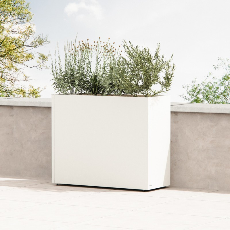 Hoher Herstera Pflanzkübel PLANTER DIVIDER 40 aus Metall Weiß 100x40x80 cm