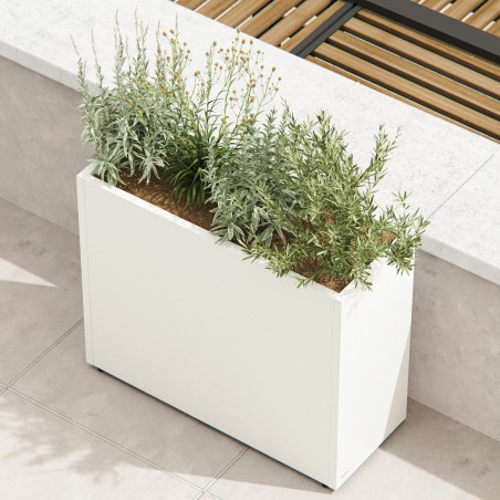 Hoher Herstera Pflanzkübel PLANTER DIVIDER 40 aus Metall Weiß 100x40x80 cm