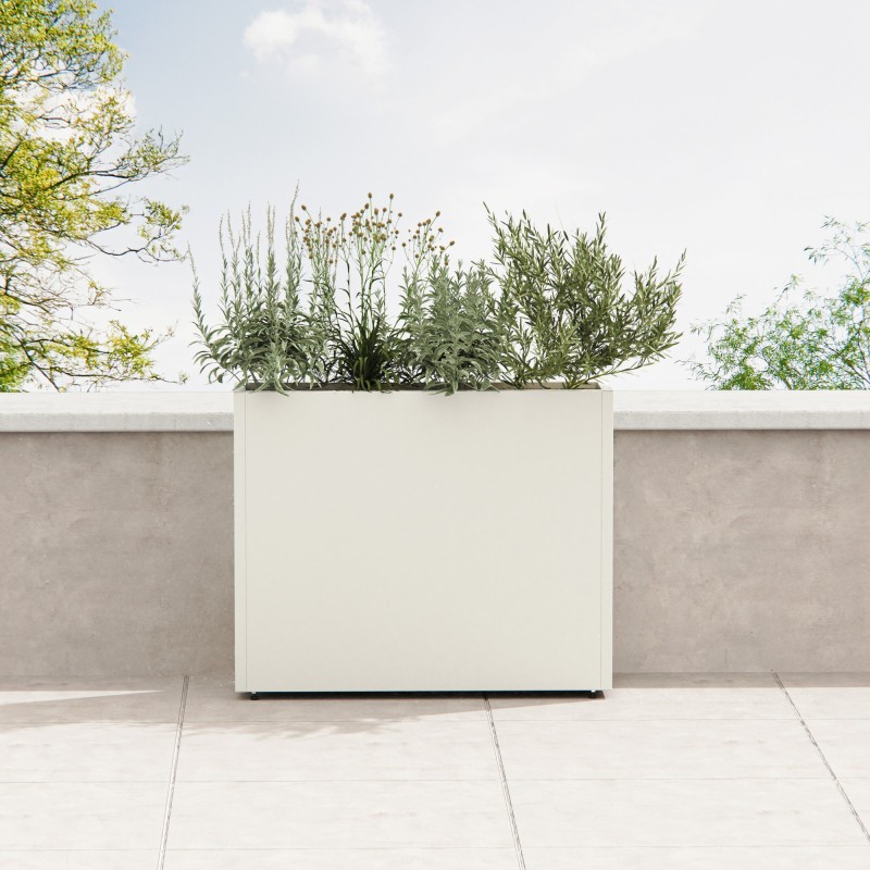 Hoher Herstera Pflanzkübel PLANTER DIVIDER 25 aus Metall Weiß 100x25x80 cm