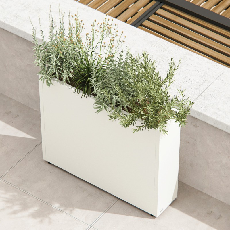 Hoher Herstera Pflanzkübel PLANTER DIVIDER 25 aus Metall Weiß 100x25x80 cm