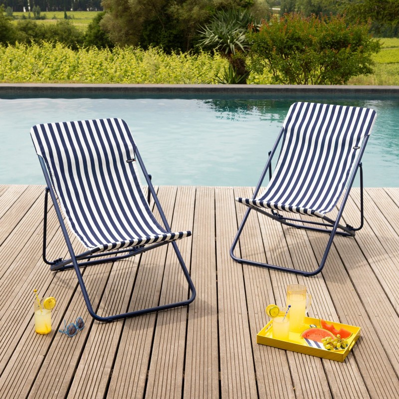 MAXI TRANSAT Sun Lounger LaFuma LFM5393 Indigo Stripe