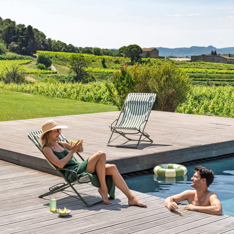 Rocking Deck Chair TRANSASWING LaFuma LFM5394 Rayure Moss Rocking Deck Chair TRANSASWING LaFuma LFM5394 Rayure Moss
