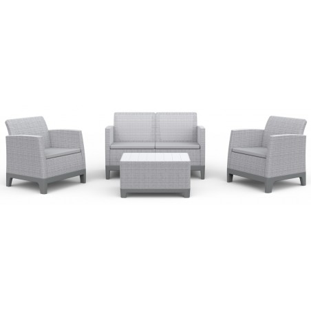 Keter SCANDI FORMA LOUNGE Set 2 Sessel + Sofa + Aufbewahrungstisch Hellgrau
