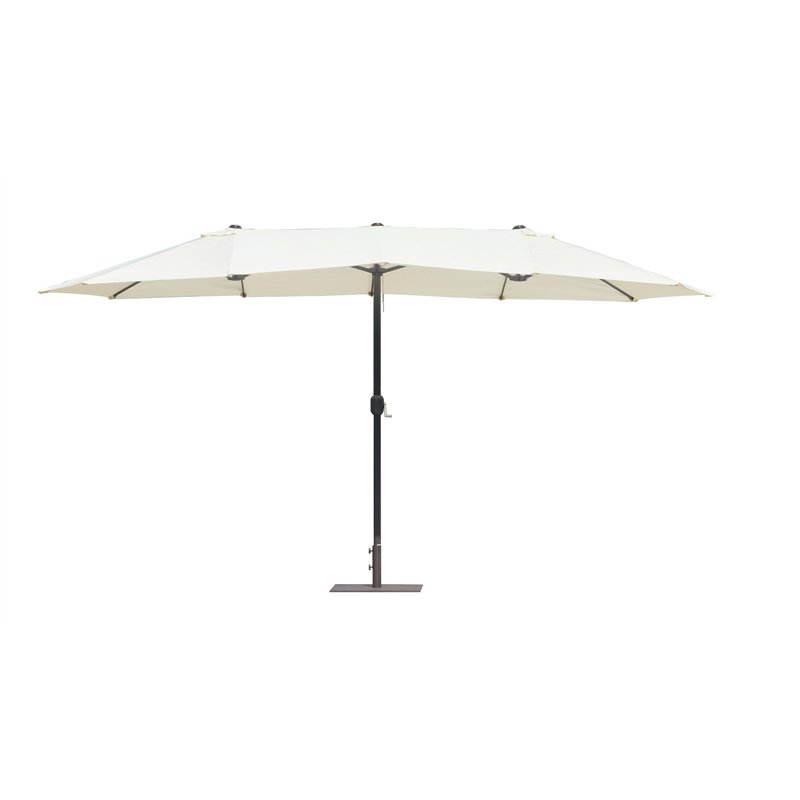 Doppelter ovaler Aluminium-Sonnenschirm mit Mittelstange 2,7x4,5 m Ecru-Anthrazit Greenwood