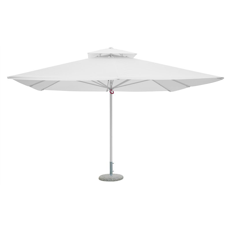 Greenwood Push-Up Aluminum Garden Parasol with Central Pole 4x4 m White - White