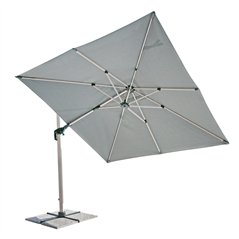 California Aluminium-Sonnenschirm mit Seitenstange 3x3 m Spuncrylic Grau - Holzoptik Greenwood