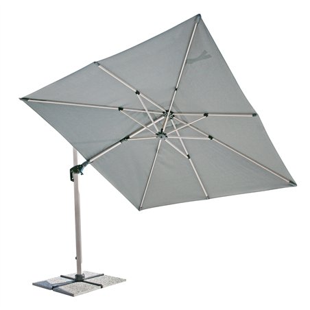 Greenwood California Garden Parasol in Aluminum with Side Pole 3x3 m Spuncrylic Grey - Wooden Look