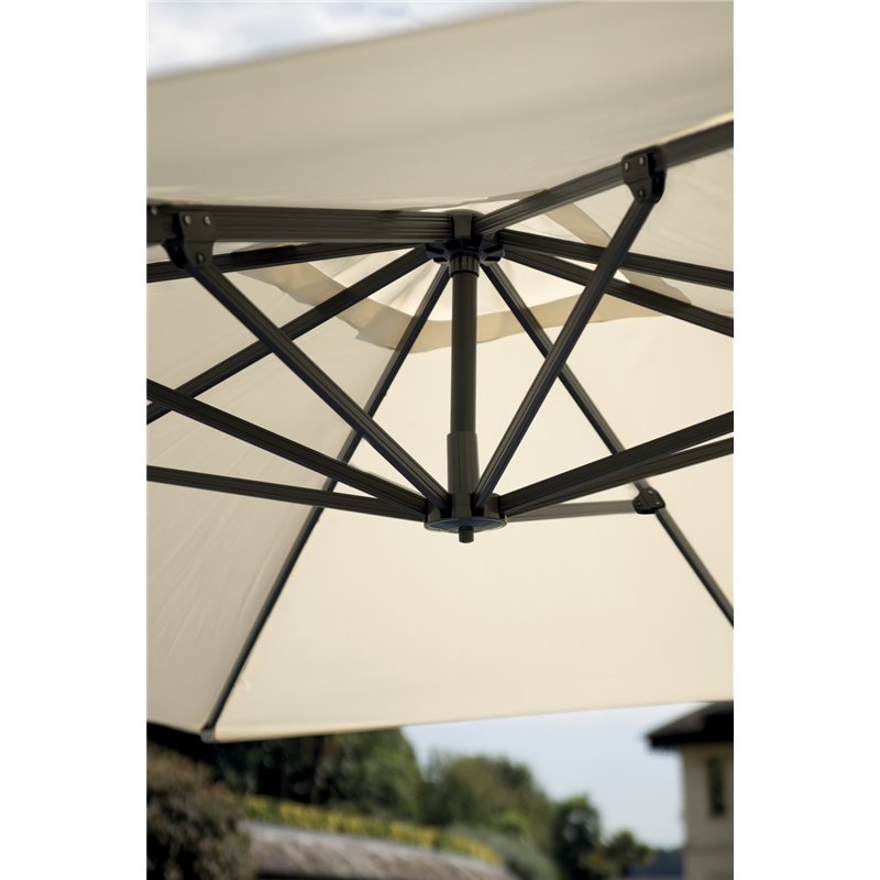 Greenwood Colorado Aluminum Garden Parasol with Side Pole 3x3 m Ecru - Anthracite
