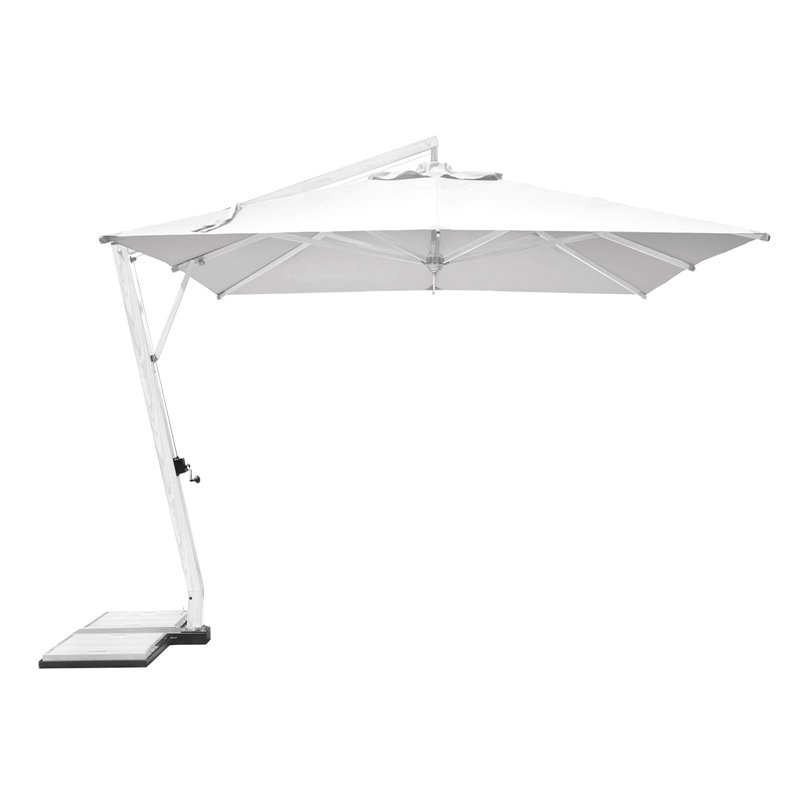 Aluminium-Sonnenschirm mit Seitenstange 35x35 m weiß - Holzoptik Greenwood