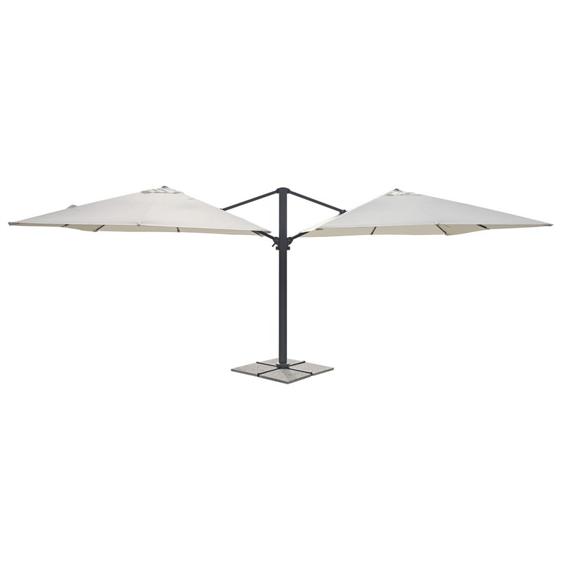 Doppelter Aluminium-Sonnenschirm mit Seitenstange 3x3 m Ecru-Anthrazit Greenwood Doppelter Aluminium-Sonnenschirm mit Seitenstange 3x3 m Ecru-Anthrazit Greenwood