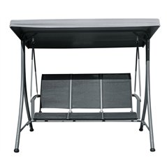 Dondolo 3 Posti In Ferro - Textilene Nero - Antracite