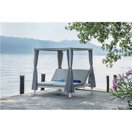 Aluminium-Tagesbett - Hellgraue PVC-Kissen - Weiß Greenwood