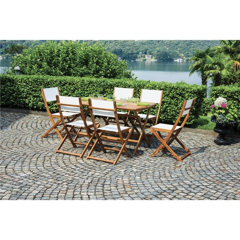Greenwood Venturina Garden Garden Chair in Acacia without Armrests - Textilene - Folding