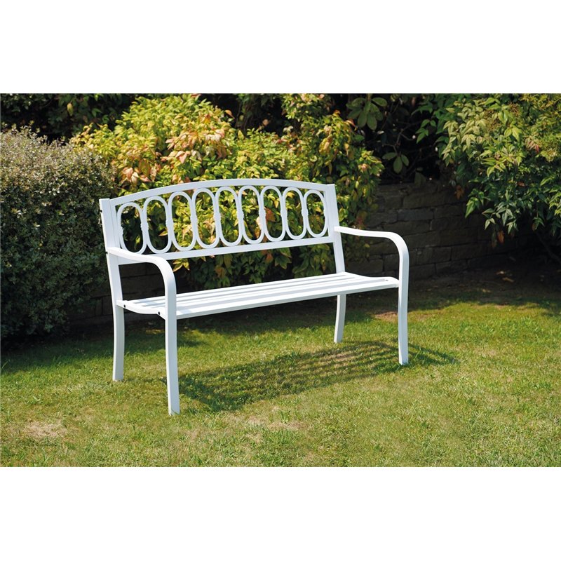 Greenwood Two-Seater Bench in Iron and Cast Iron - White