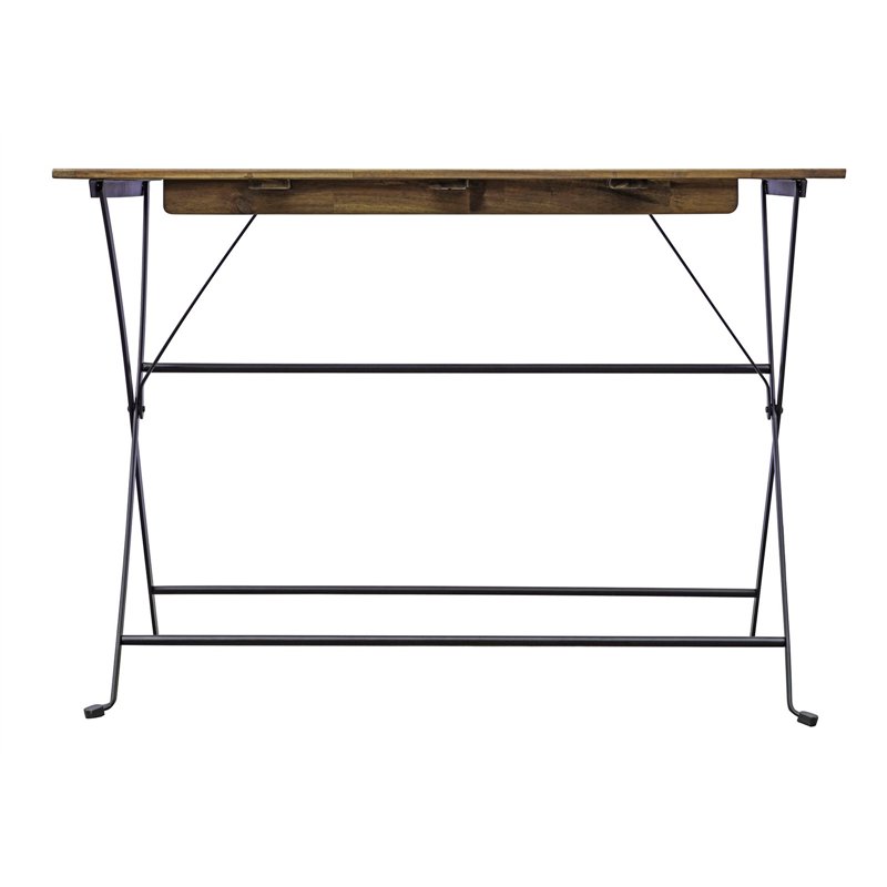 Viersitziges Bistro-Set aus Eisen und dunklem FSC-zertifiziertem Akazienholz - Anthrazit Greenwood