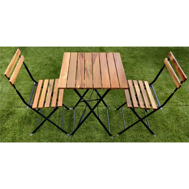 Deluxe-Bistro-Set für zwei Personen aus Eisen und FSC-zertifiziertem Akazienholz - Anthrazit Greenwood