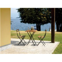 Set Bistro' Deluxe Due Posti In Ferro E Acacia Fsc - Antracite