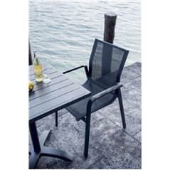 Sedia Samo In Alluminio - Textilene Nero - Antracite