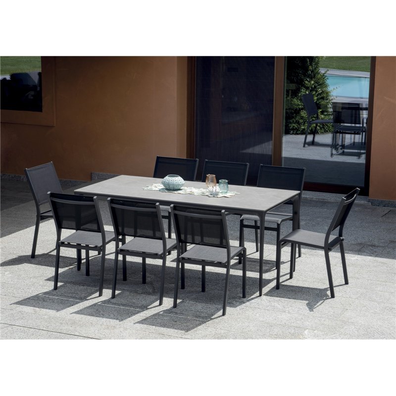 Alghero Aluminiumtisch 180x90 cm - Graue Steinzeugplatte - Anthrazit Greenwood