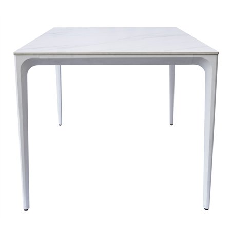 Greenwood Alghero 180x90 Aluminum Garden Table with Marble Effect Stoneware Top - White